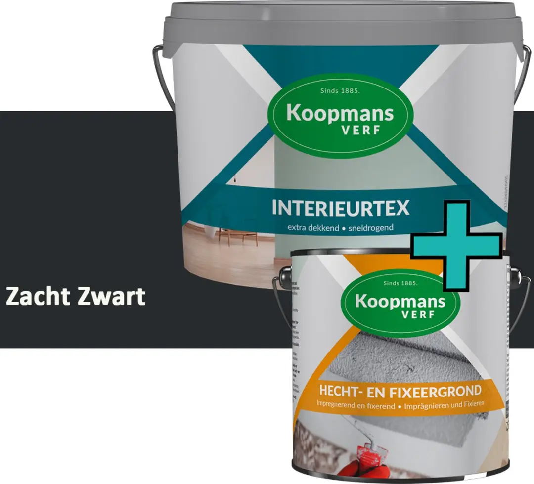 Koopmans Hecht- en Fixeergrond + Interieurtex Muurverf Set