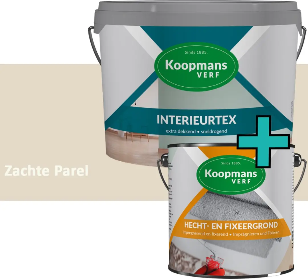 Koopmans Hecht- en Fixeergrond + Interieurtex Muurverf Set