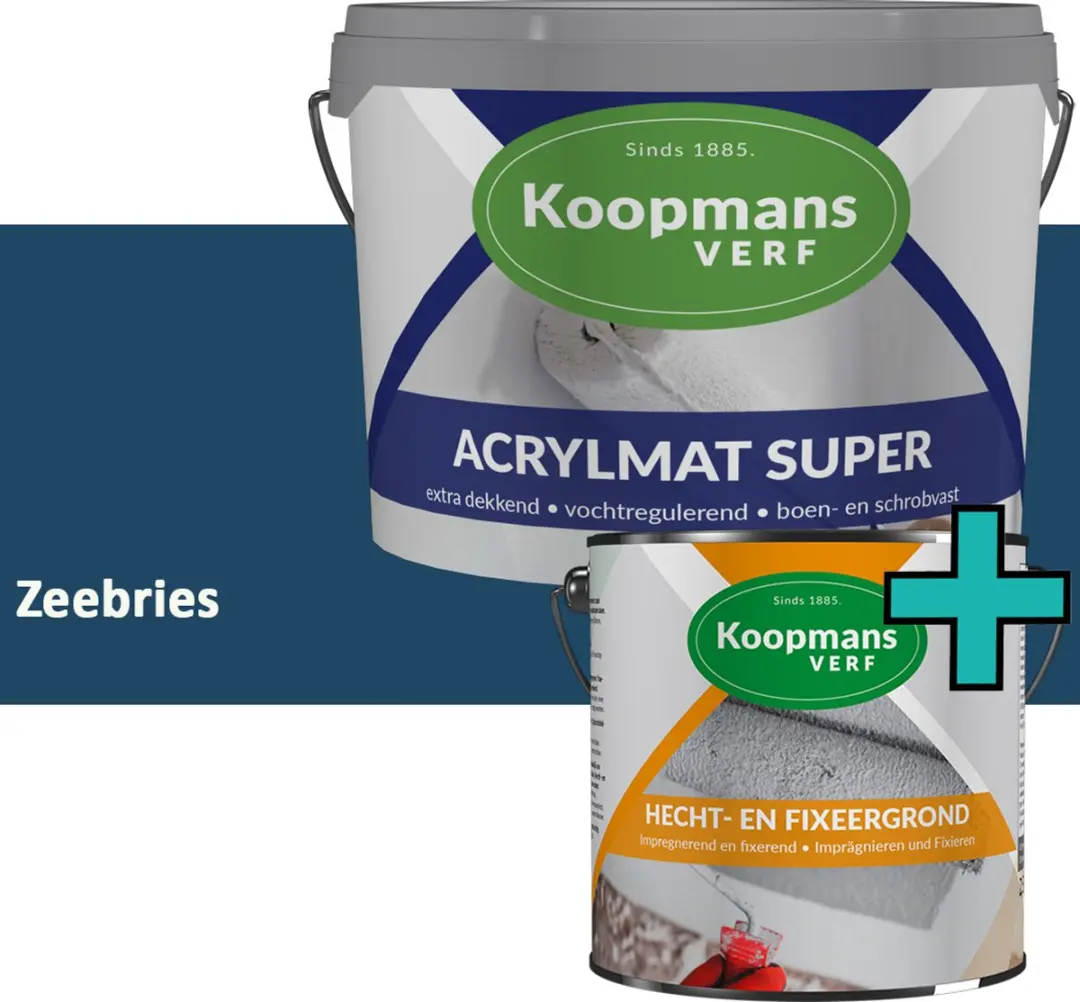 Koopmans Hecht- en Fixeergrond + Acrylmat Super Muurverf Set