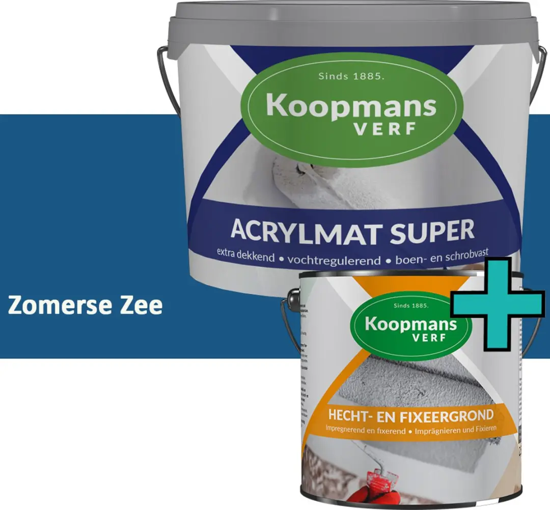 Koopmans Hecht- en Fixeergrond + Acrylmat Super Muurverf Set