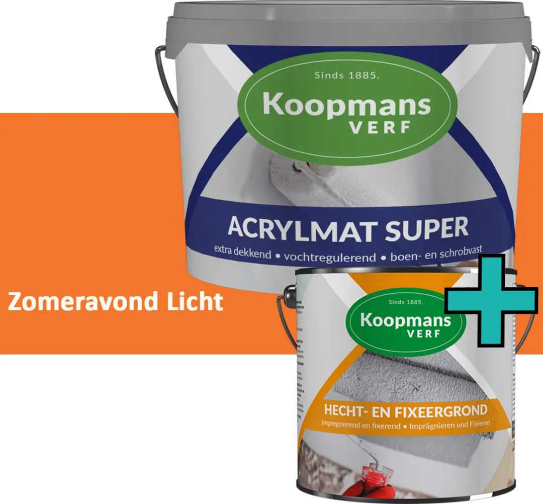 Koopmans Hecht- en Fixeergrond + Acrylmat Super Muurverf Set
