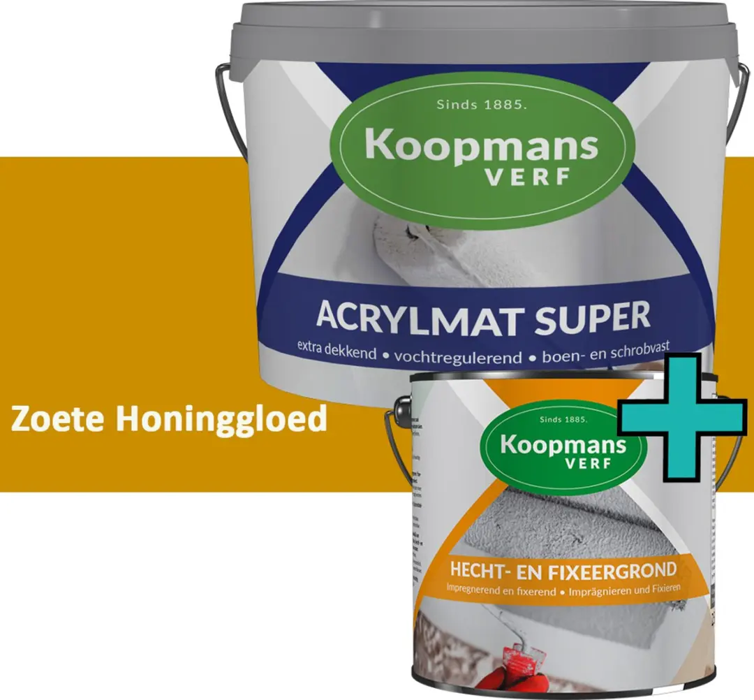 Koopmans Hecht- en Fixeergrond + Acrylmat Super Muurverf Set