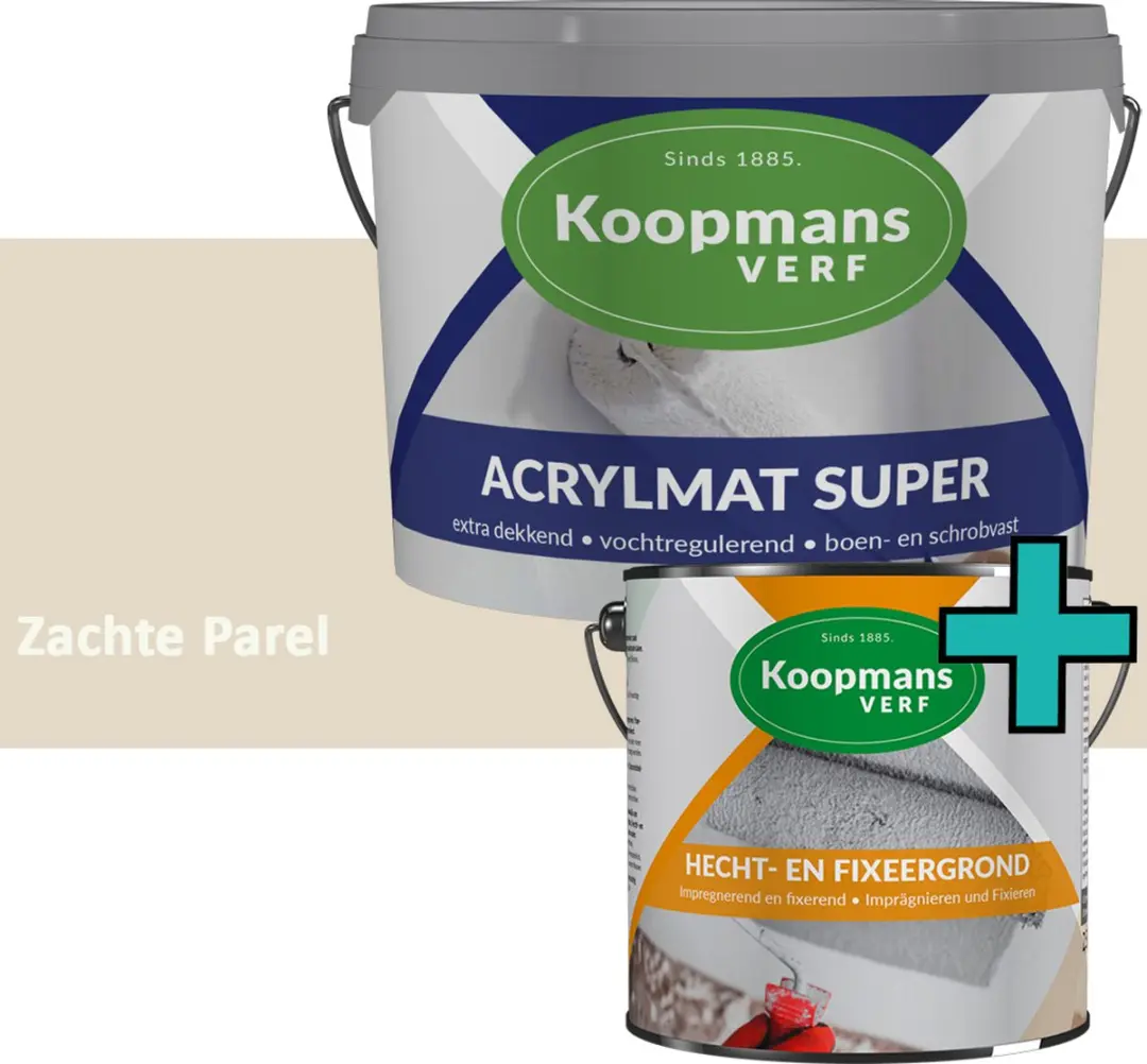 Koopmans Hecht- en Fixeergrond + Acrylmat Super Muurverf Set