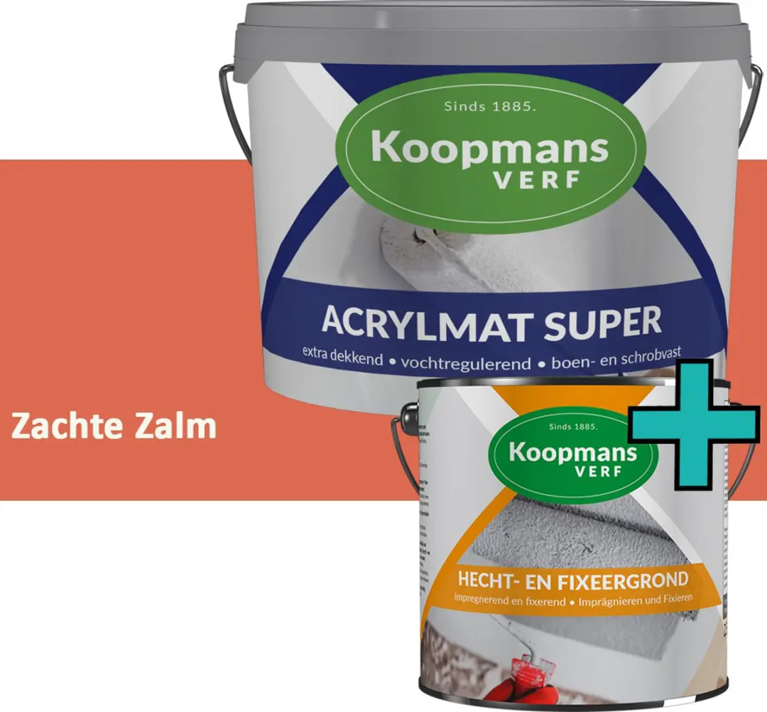 Koopmans Hecht- en Fixeergrond + Acrylmat Super Muurverf Set