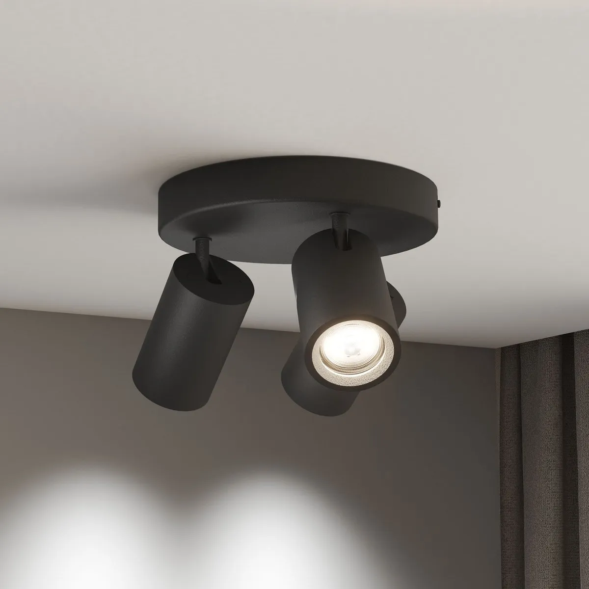 LEDVION Plafondspot 3-lichts Zwart - 5W 6500K GU10 - afbeelding 6 van 6