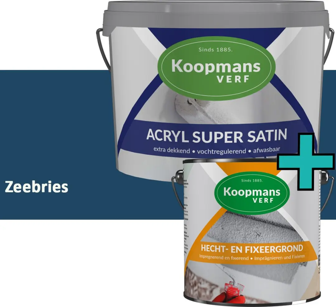 Koopmans Hecht- en Fixeergrond + Acryl Super Satin Muurverf Set