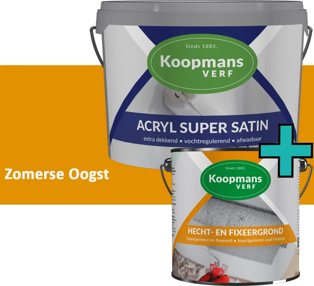 Koopmans Hecht- en Fixeergrond + Acryl Super Satin Muurverf Set