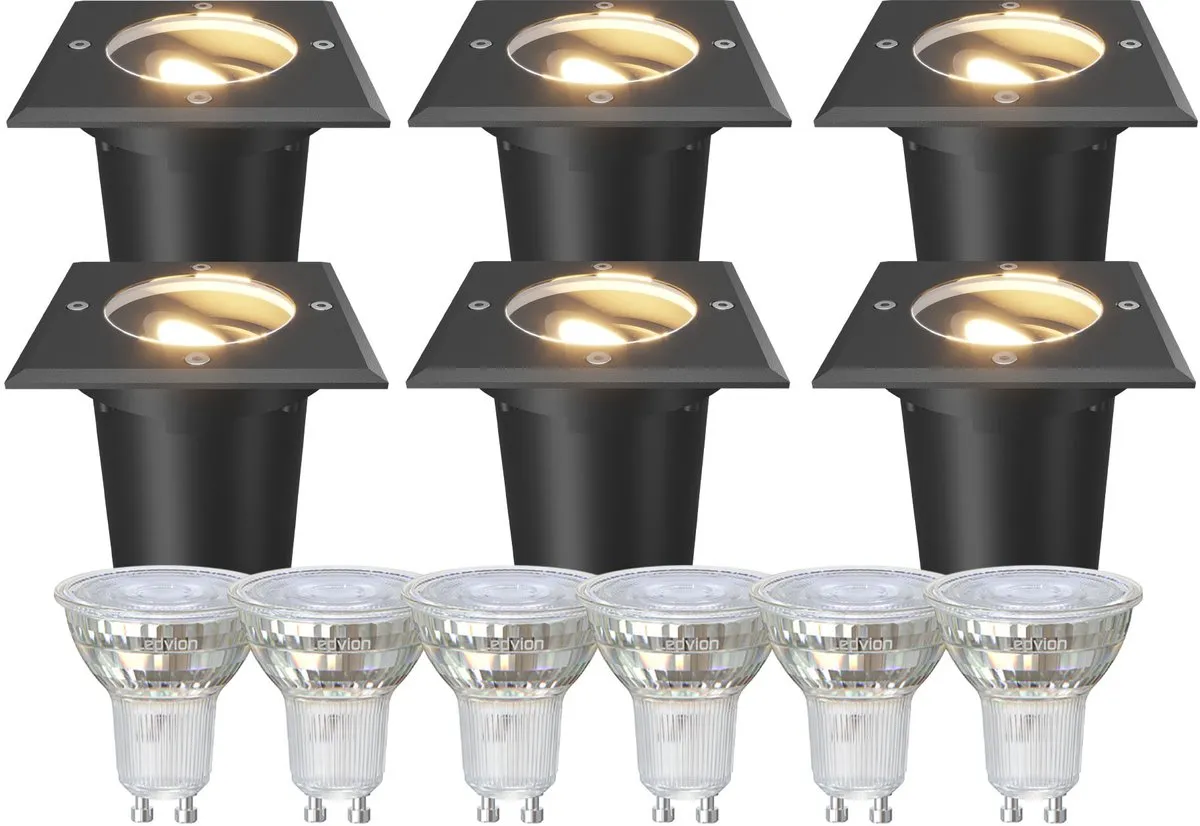 LEDVION 6x LED Grondspot 3W 2700K IP67 - RVS