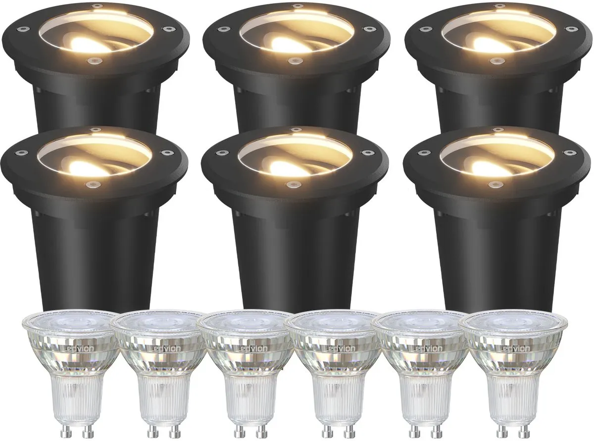 LEDVION 6x LED Grondspot 3W 2700K IP67 - RVS