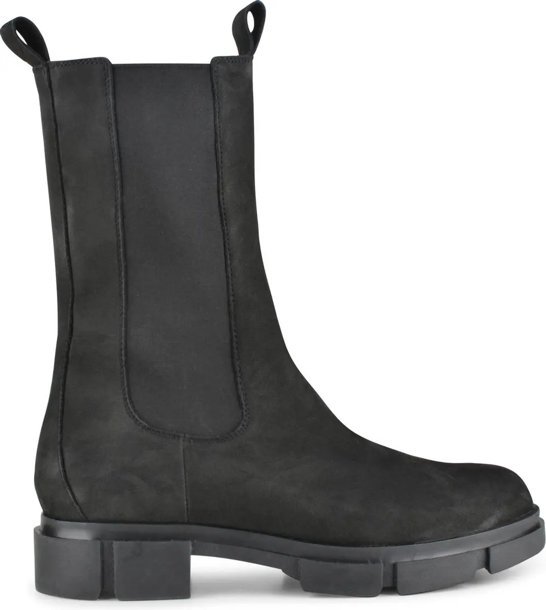 PS Poelman Lynn Dames Nubuck Leren Chelsea Enkellaarzen met Elastiek