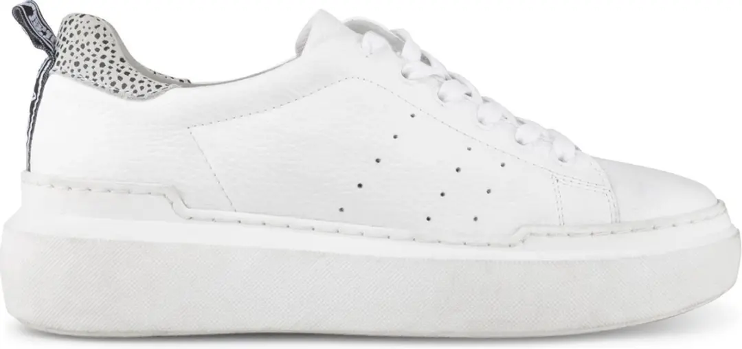 PS Poelman Star Dames Leren Tennis Sneakers met Leopard Print en Strap