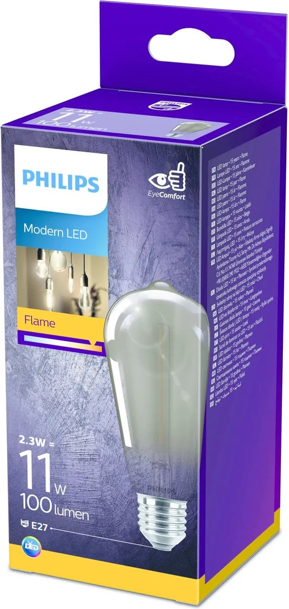 Philips LED Edison Rookglas E27 15W Warmwit - afbeelding 6 van 6