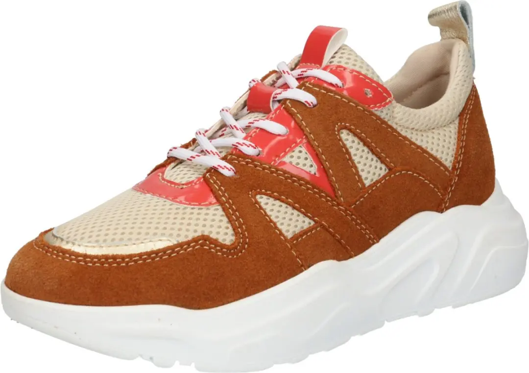 PS Poelman Year Dames Leren Chunky Runner Sneaker van Mesh en Suéde