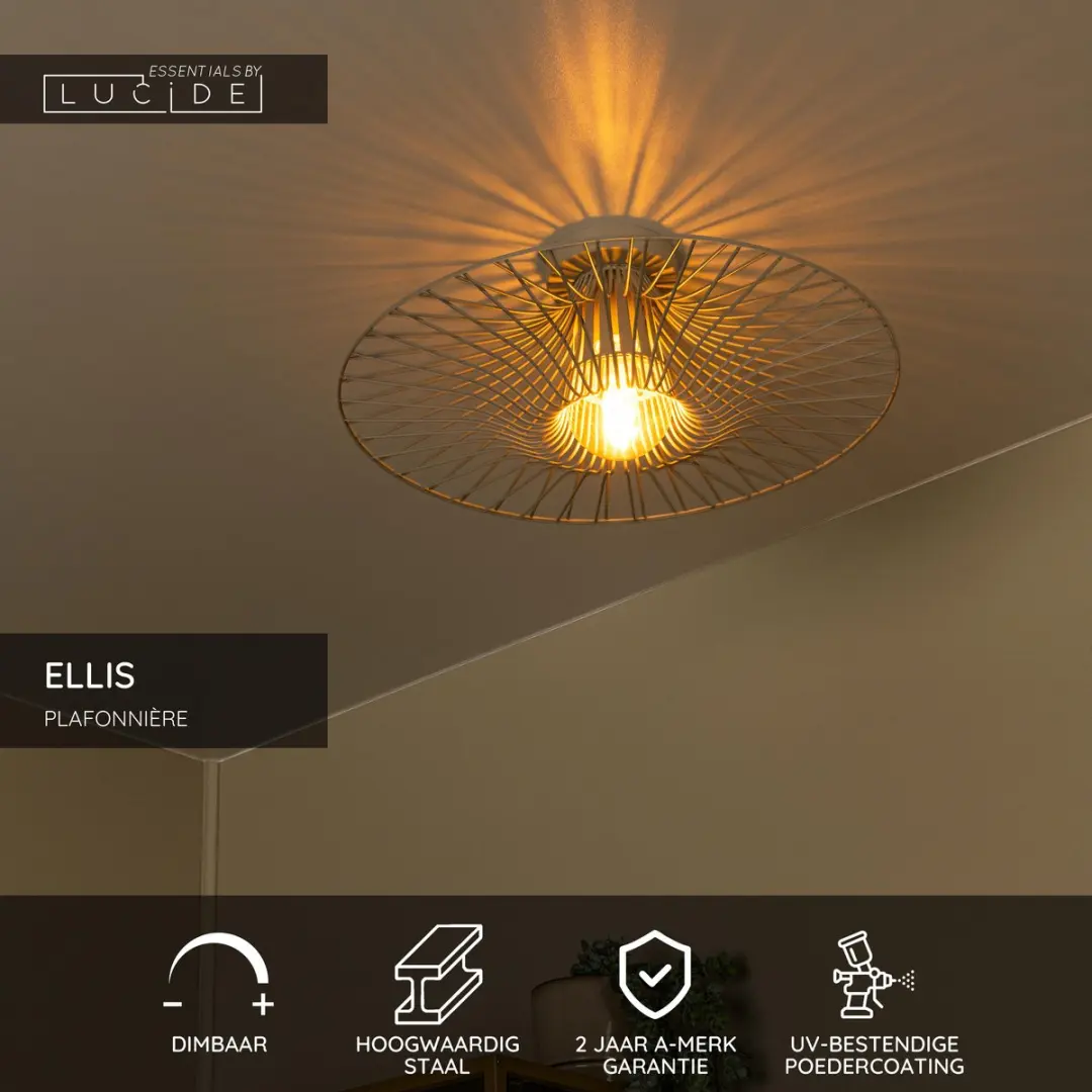 Lucide Ellis Plafonnière Ø50cm - Taupe - afbeelding 2 van 6