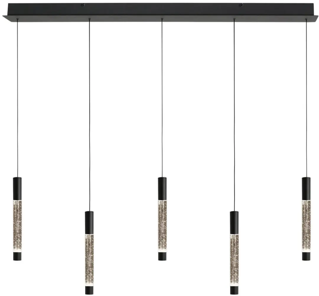 Hanglamp Alisio 4578ZW 5-lichts van Steinhauer in zwart, gemaakt van glas en met