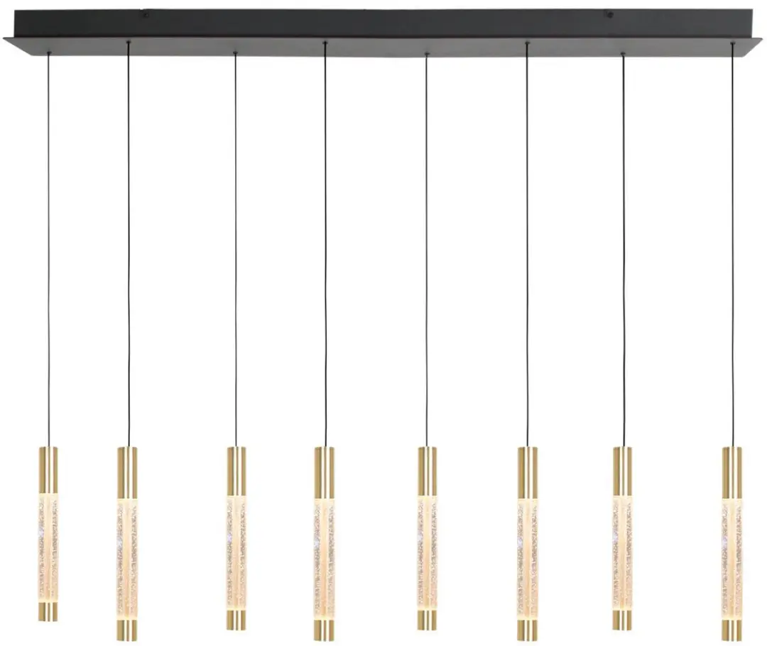 Hanglamp Alisio 4581ME 8-lichts luxe messing met handgeblazen glas, hoogte inste