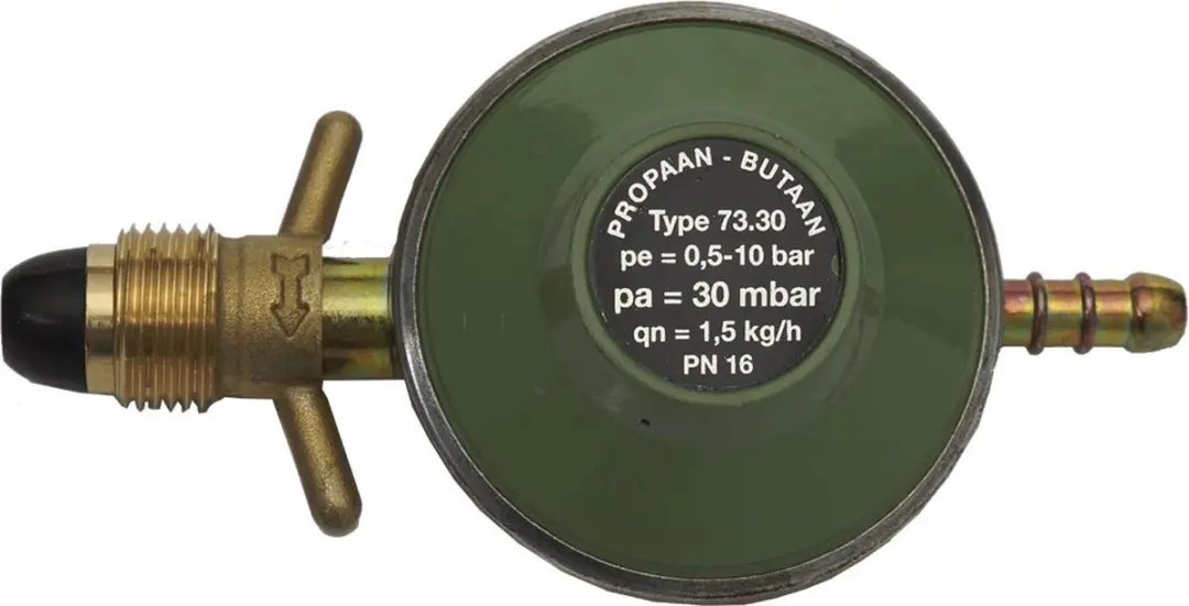 Gimeg POL soft noze gasdrukregelaar met slangpilaar 30mb 1,5kg/h