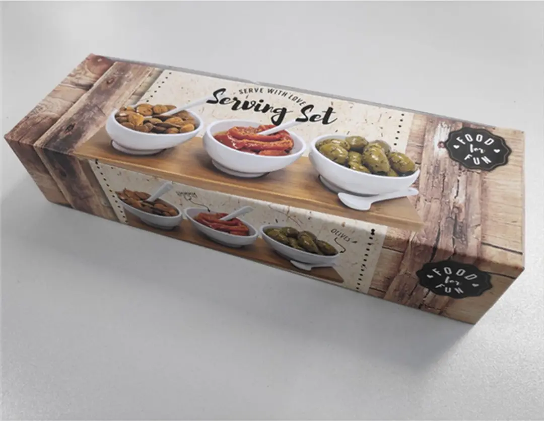 Svenska Living Sauzen Schaaltjes 7-delig - Hout/Porselein - Wit & Bruin