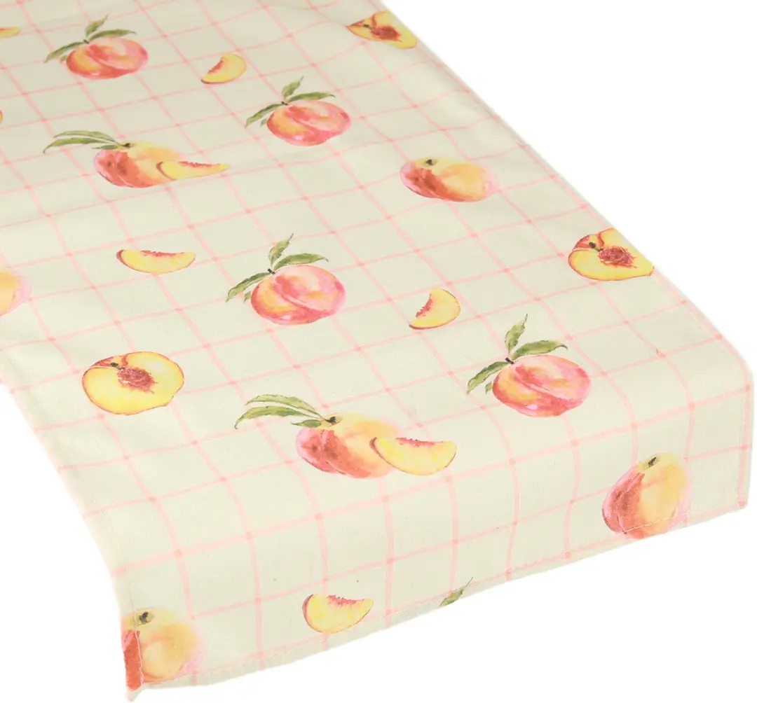 Tafelloper Tafellint Perzik Geruit Zomer 32x140cm