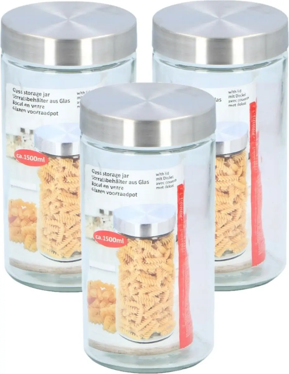 Glazen luxe voorraadpot/voorraadbus 1500 ml