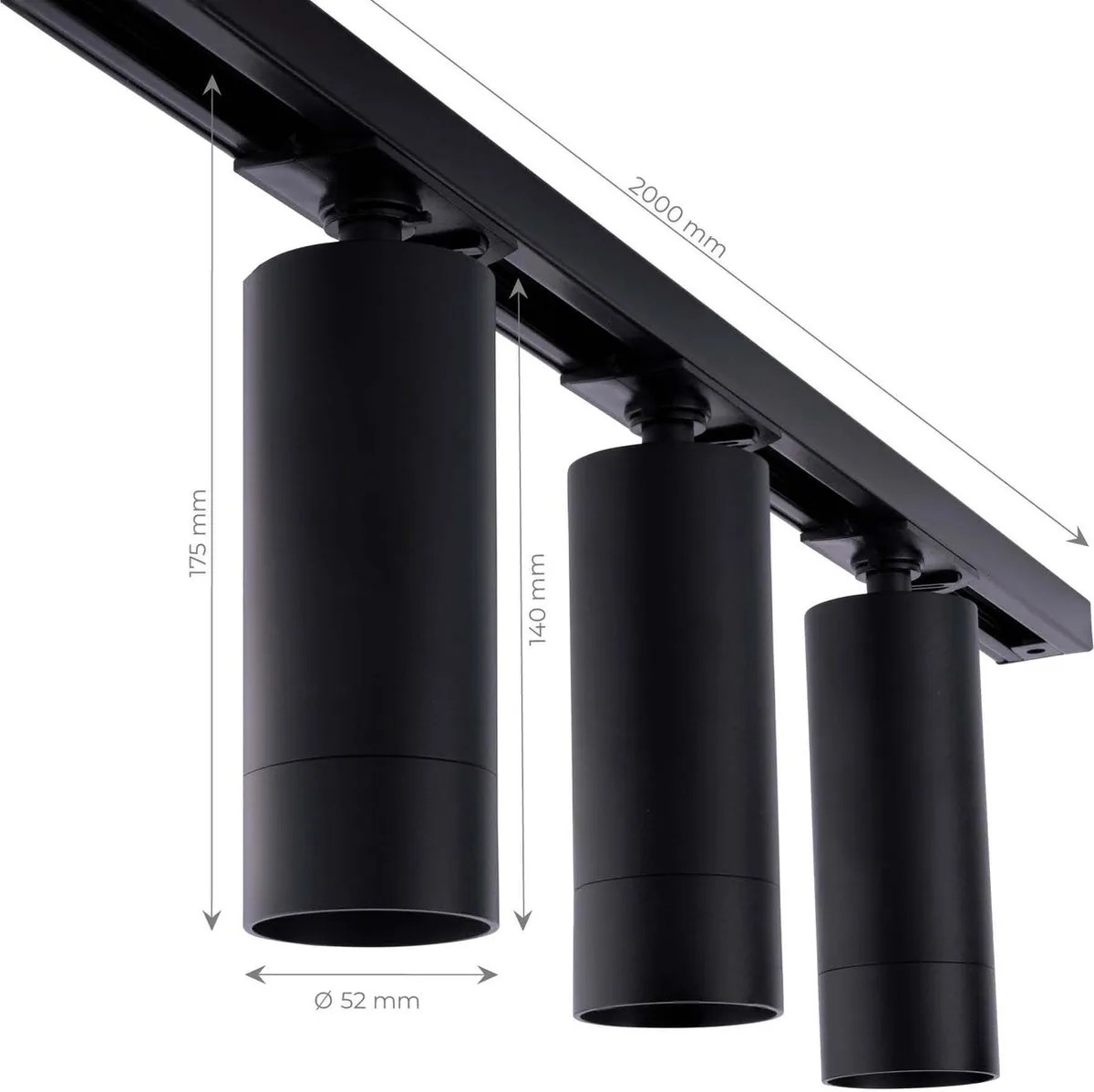 Ledvion LED Railverlichting 2M 5 Spots - Dimbaar GU10 - Zwart
