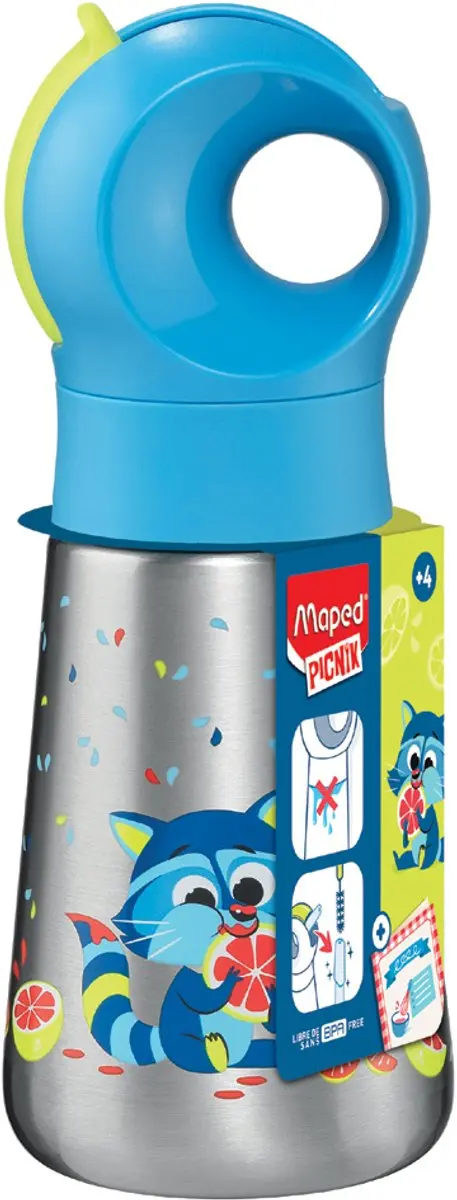 Maped MINIZ GOURDE A, edelstaal, met rietje en schuifsluiting