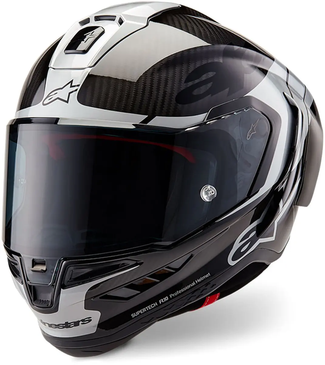 Alpinestars Supertech R10 Element Zwart Carbon Zilver Zwart Glossy Integraalhelm