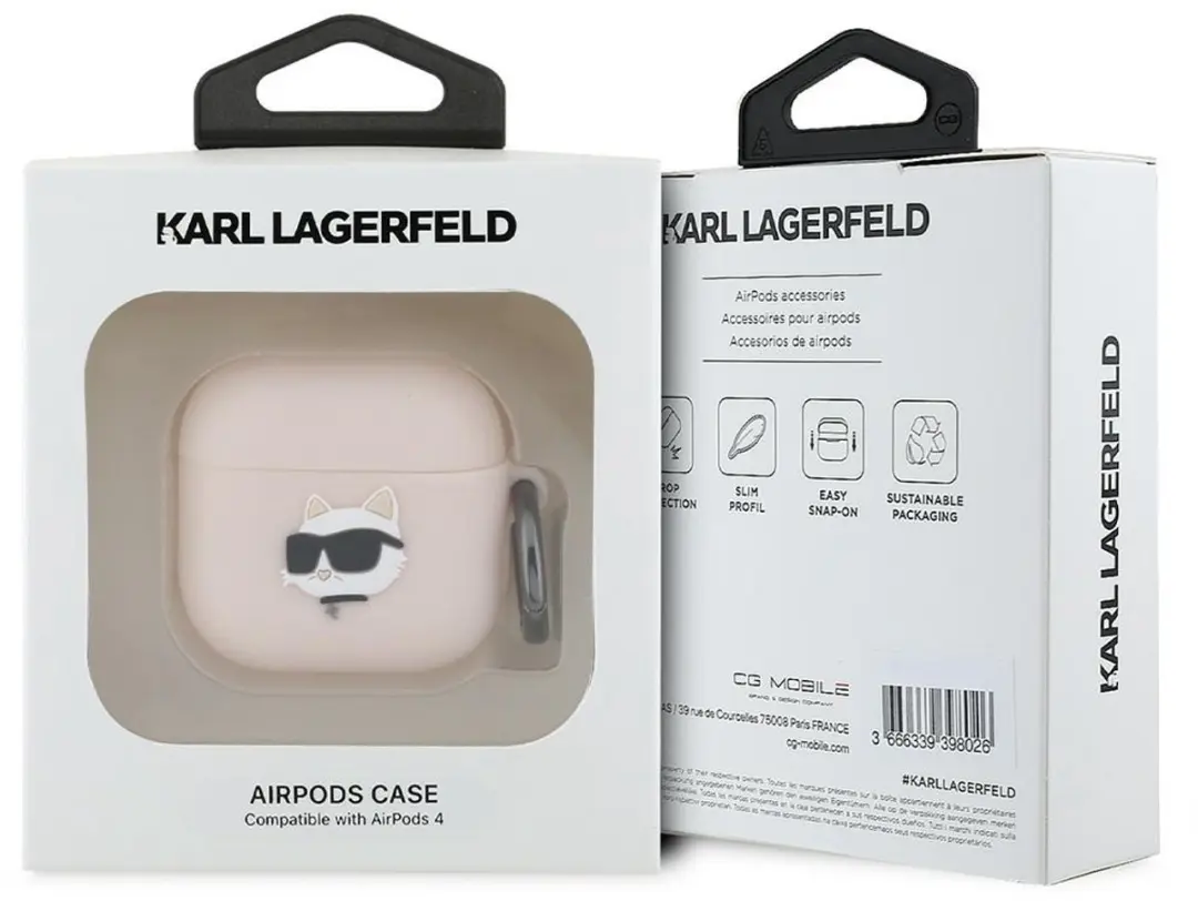 Karl Lagerfeld Kla4Runchp Siliconen Hoesje AirPods 4 - 3D Choupette - Transparent - afbeelding 3 van 4