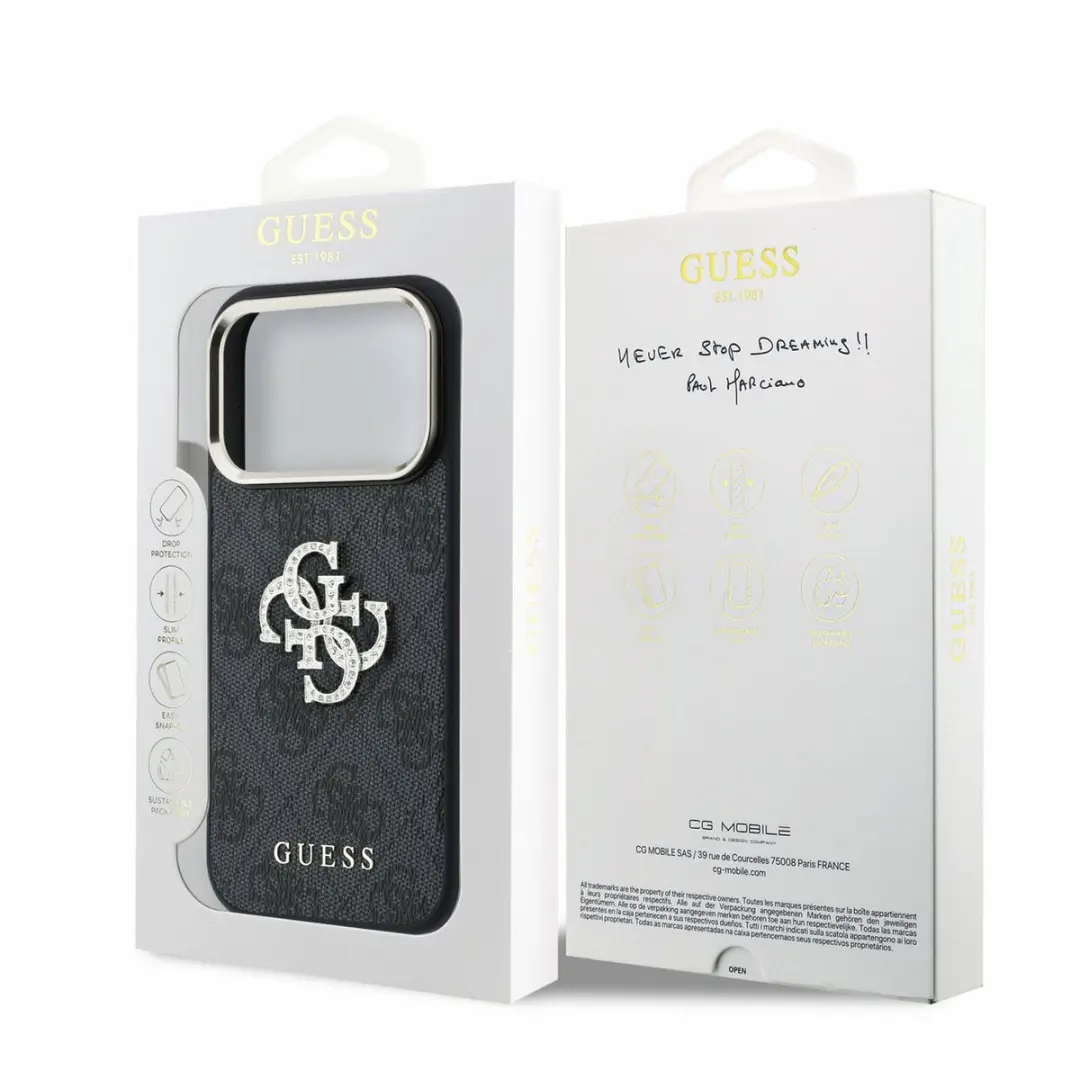 GUESS Telefoonhoesje iPhone 17/18 Pro - Kunstleer Strass - Zwart - afbeelding 6 van 6