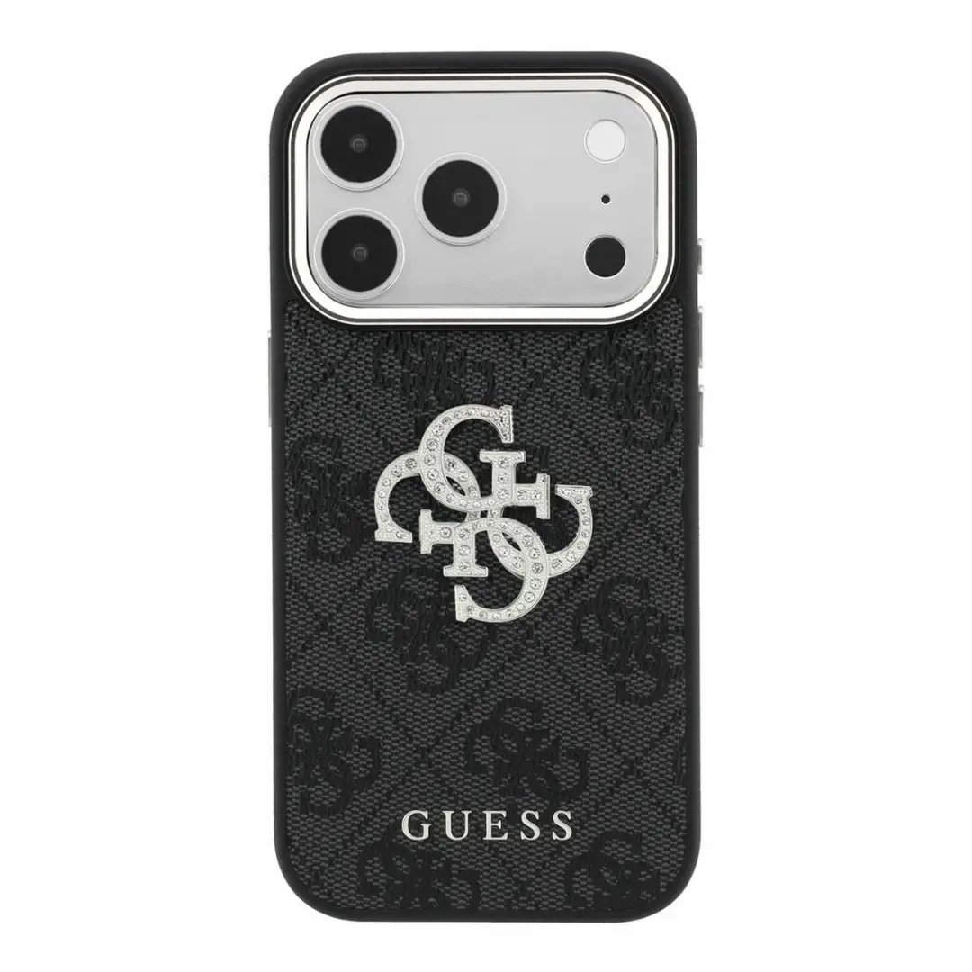 GUESS Telefoonhoesje iPhone 17/18 Pro - Kunstleer Strass - Zwart - afbeelding 3 van 6