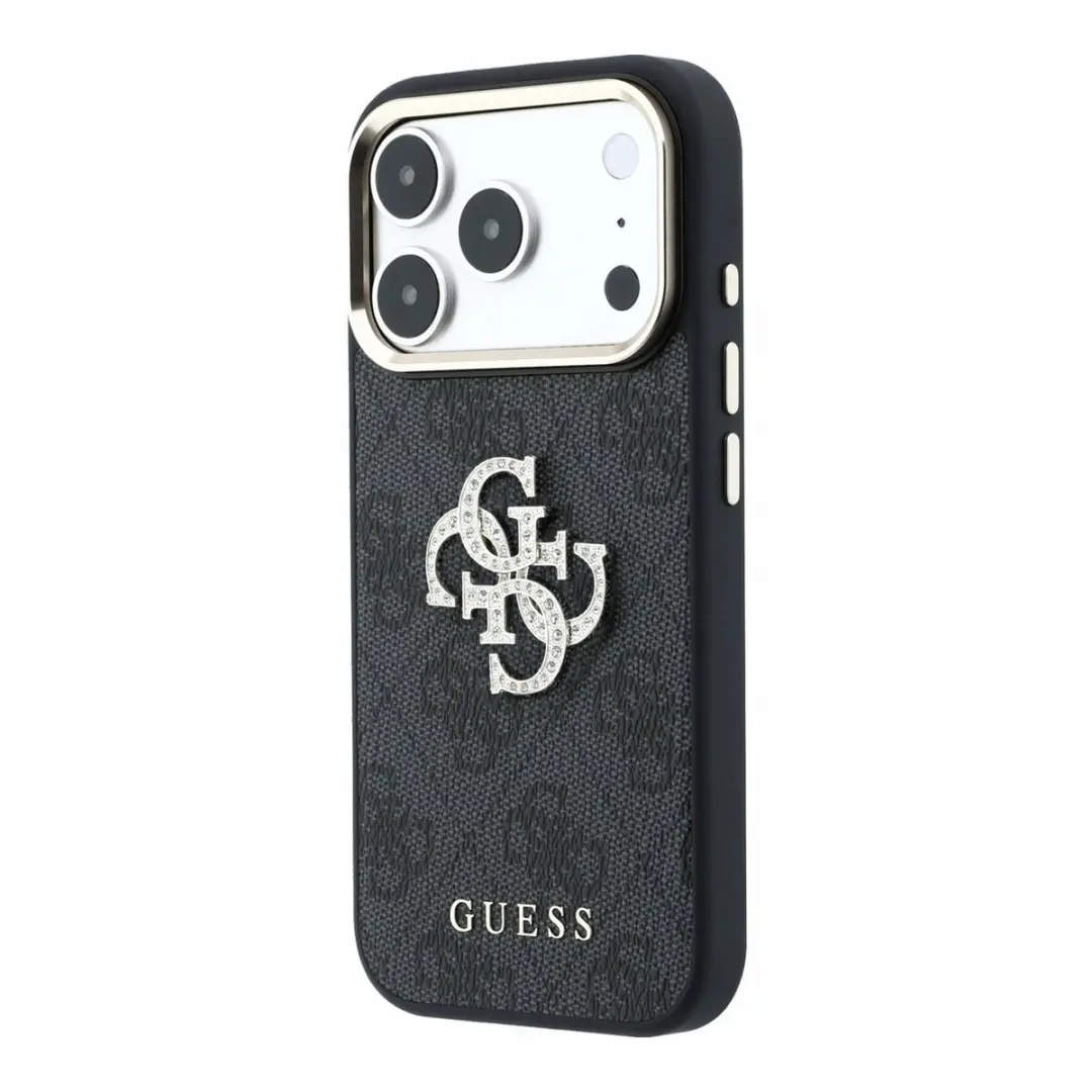 GUESS Telefoonhoesje iPhone 17/18 Pro - Kunstleer Strass - Zwart - afbeelding 4 van 6