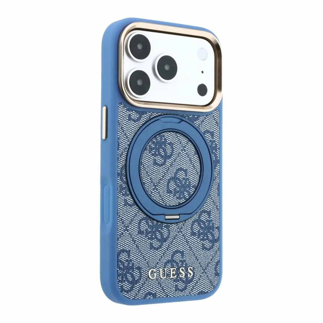 GUESS Hoesje iPhone 17/18 Pro Max - Ringstandaard MagSafe - Blauw - afbeelding 5 van 6