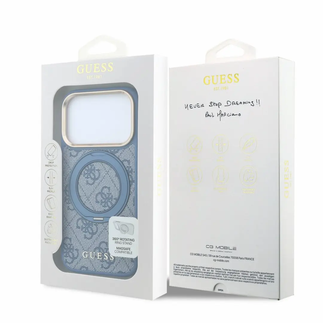 GUESS Hoesje iPhone 17/18 Pro Max - Ringstandaard MagSafe - Blauw - afbeelding 3 van 6