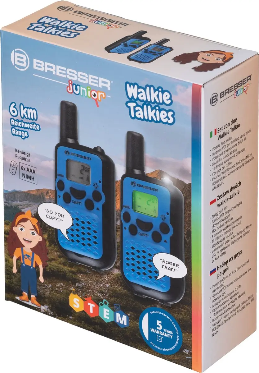 Bresser Junior Walkie Talkie 8811400WXH000 - 2 Stuks - Blauw/Zwart
