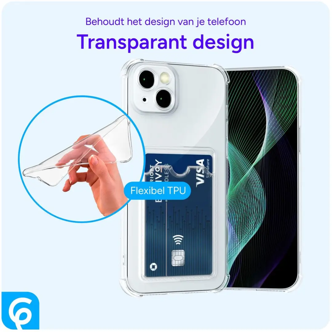 Selected by GSMpunt Transparant TPU Hoesje iPhone 13 Mini - 1 Pasje - afbeelding 3 van 6