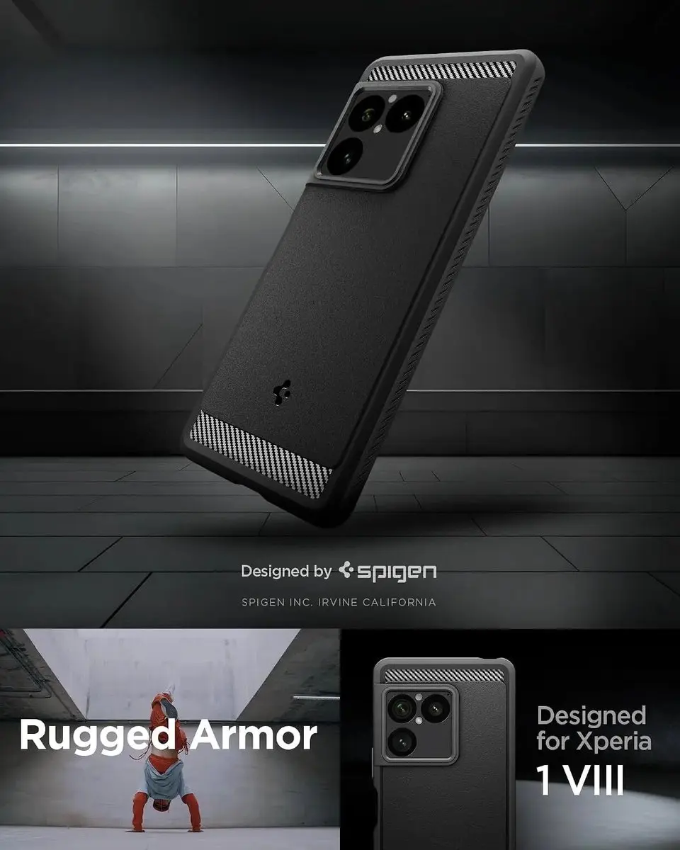 Spigen Rugged Armor Hoesje Sony Xperia 1 VIII - Matte Zwart - afbeelding 3 van 6