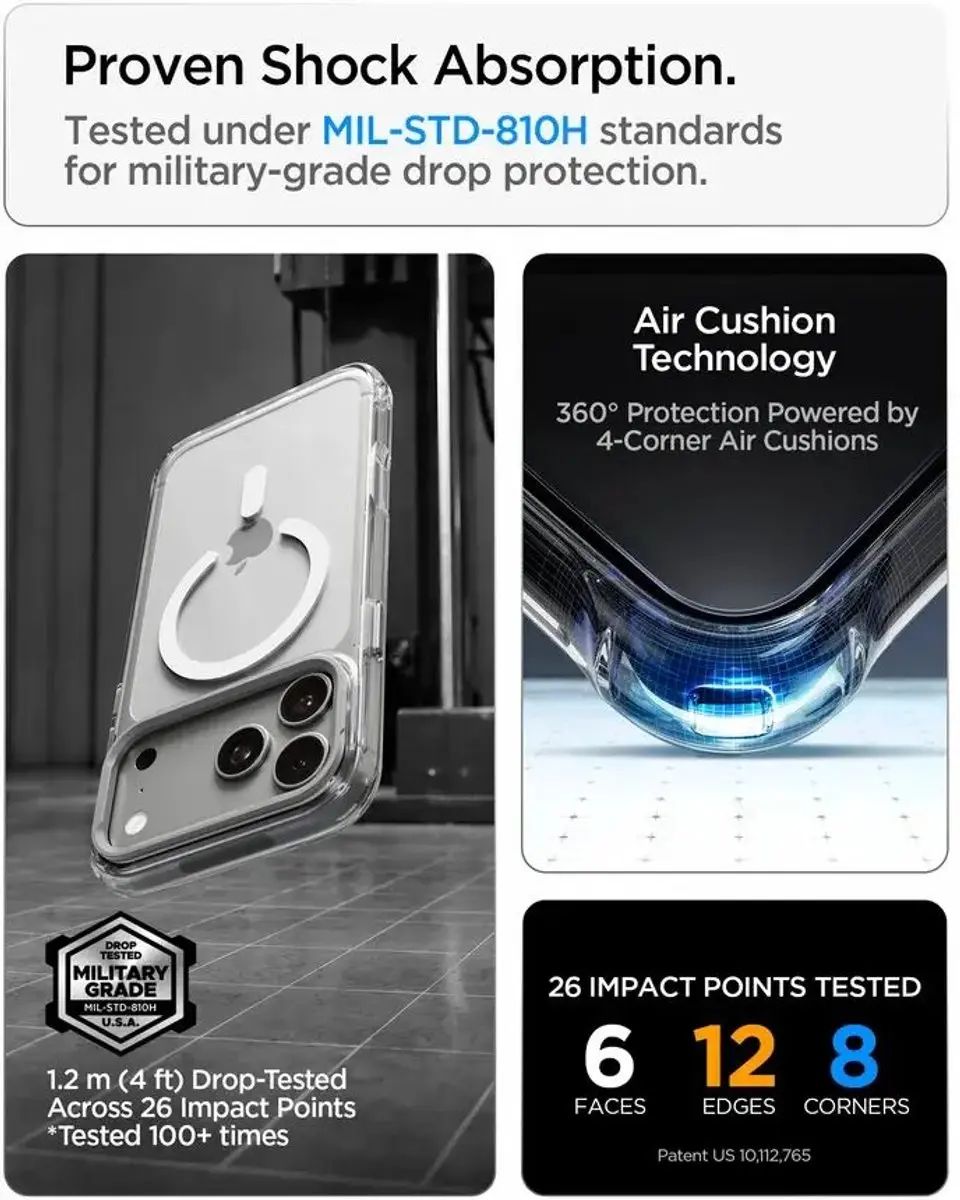 Spigen Ultra Hybrid Optik S ACS11908 Hoesje - iPhone 17/18 Pro Max - MagSafe - Zilver - afbeelding 4 van 6