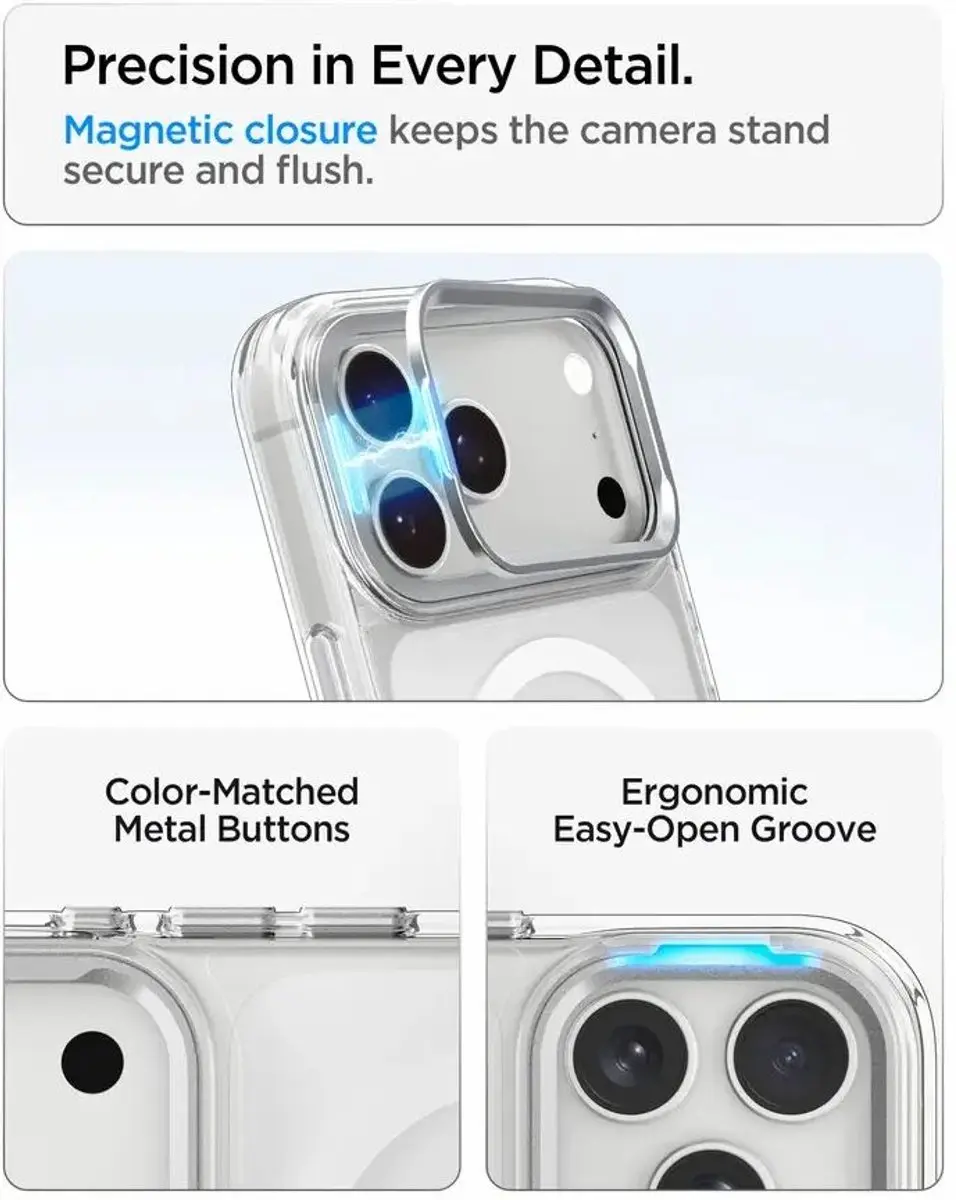 Spigen Ultra Hybrid Optik S ACS11921 Hoesje - iPhone 17/18 Pro MagSafe Zilver - afbeelding 4 van 6