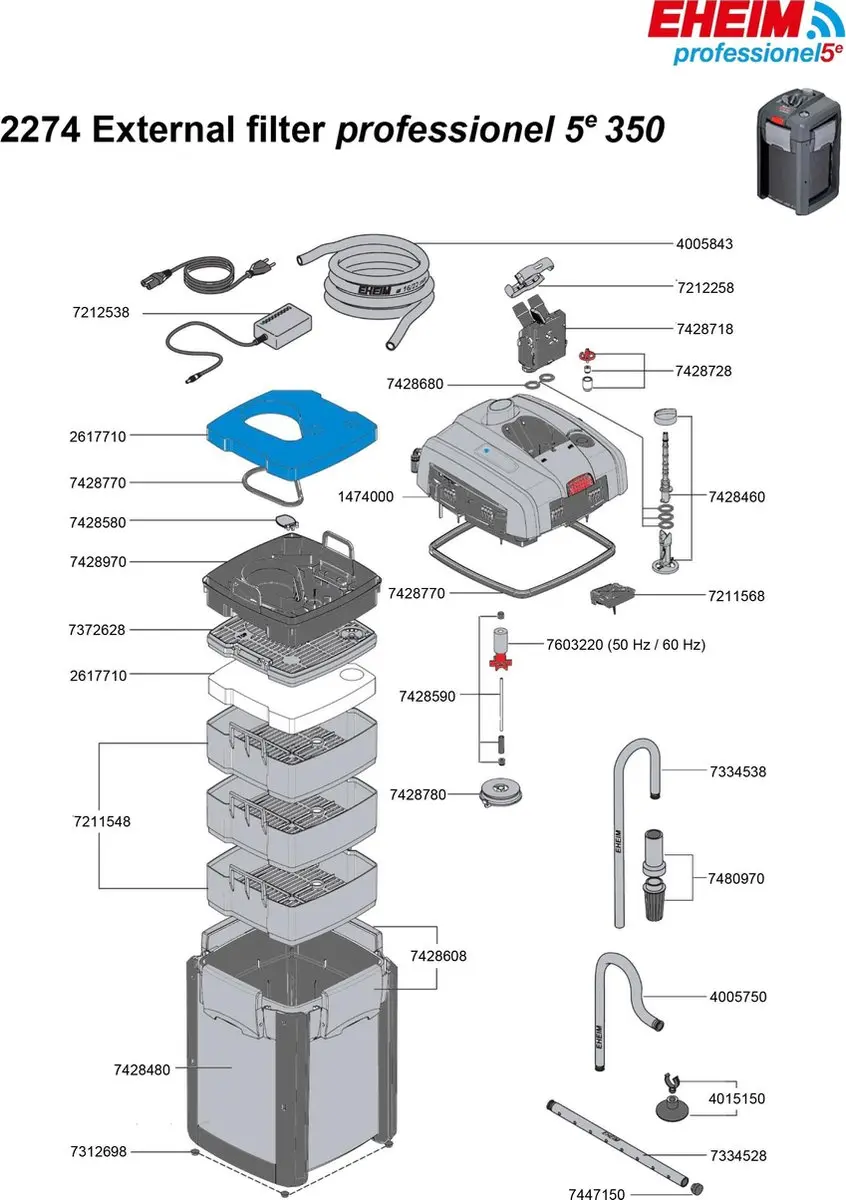Eheim Prof 5E+350 Buitenfilter 1050 l/h