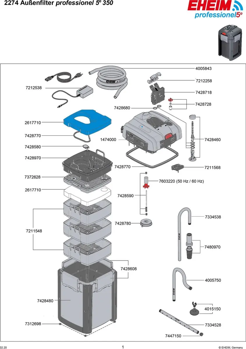 Eheim Prof 5E+350 Buitenfilter 1050 l/h