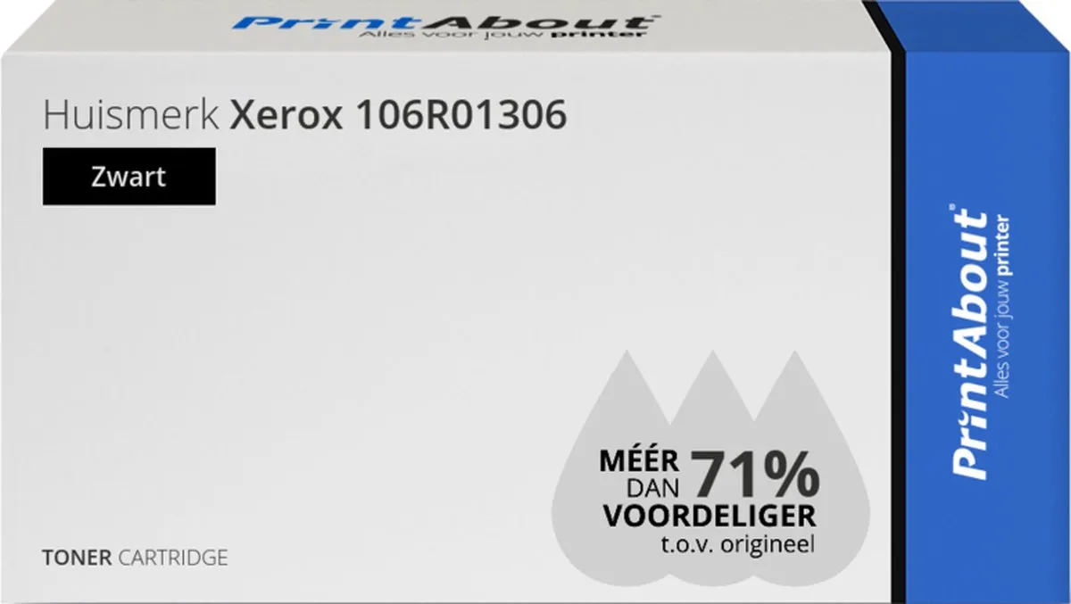 PrintAbout Huismerk Xerox 106R01306 Toner Zwart - 33.000
