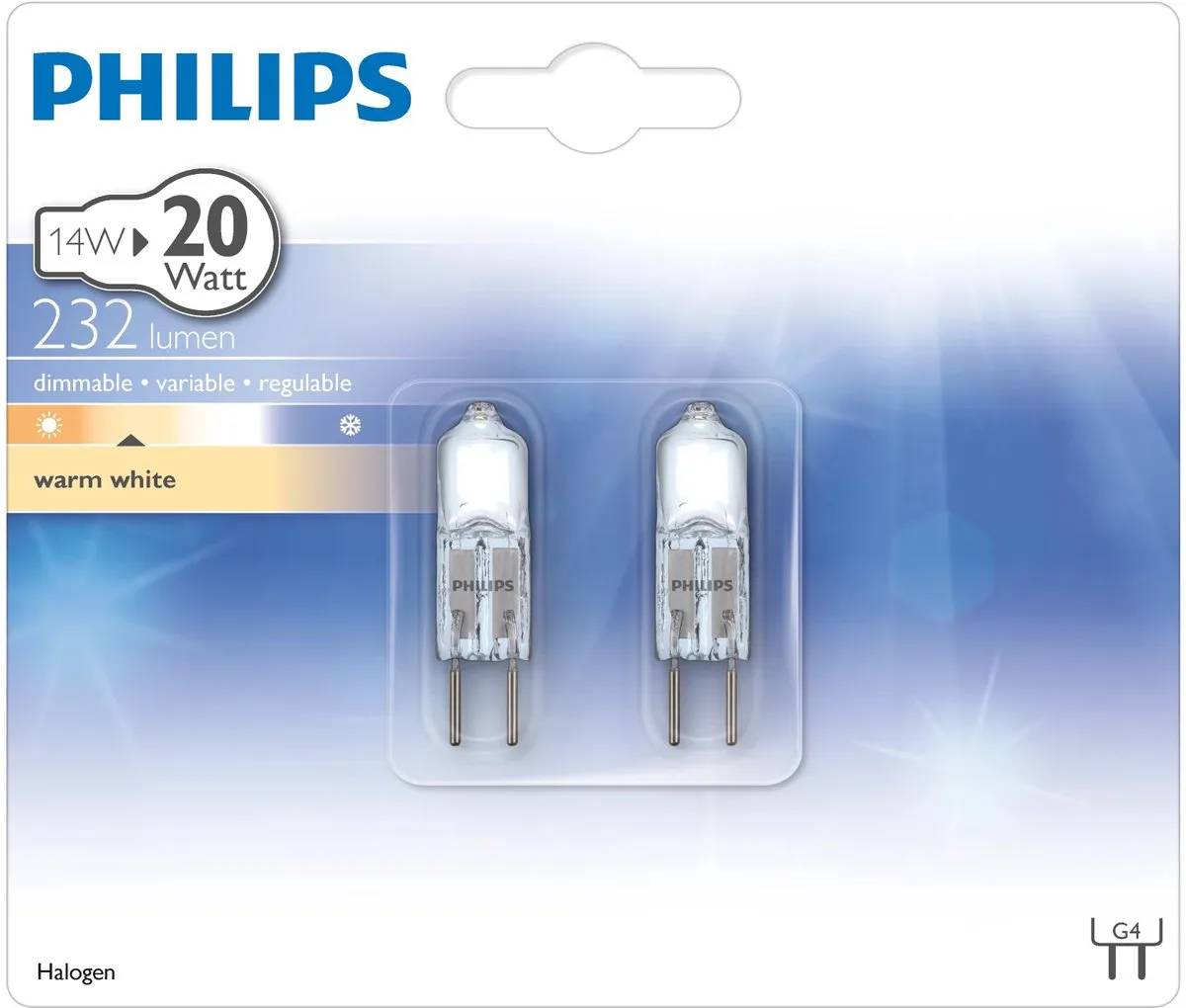 Philips LED Halogeenlamp G4 14.3W 2700K - 2 Stuks