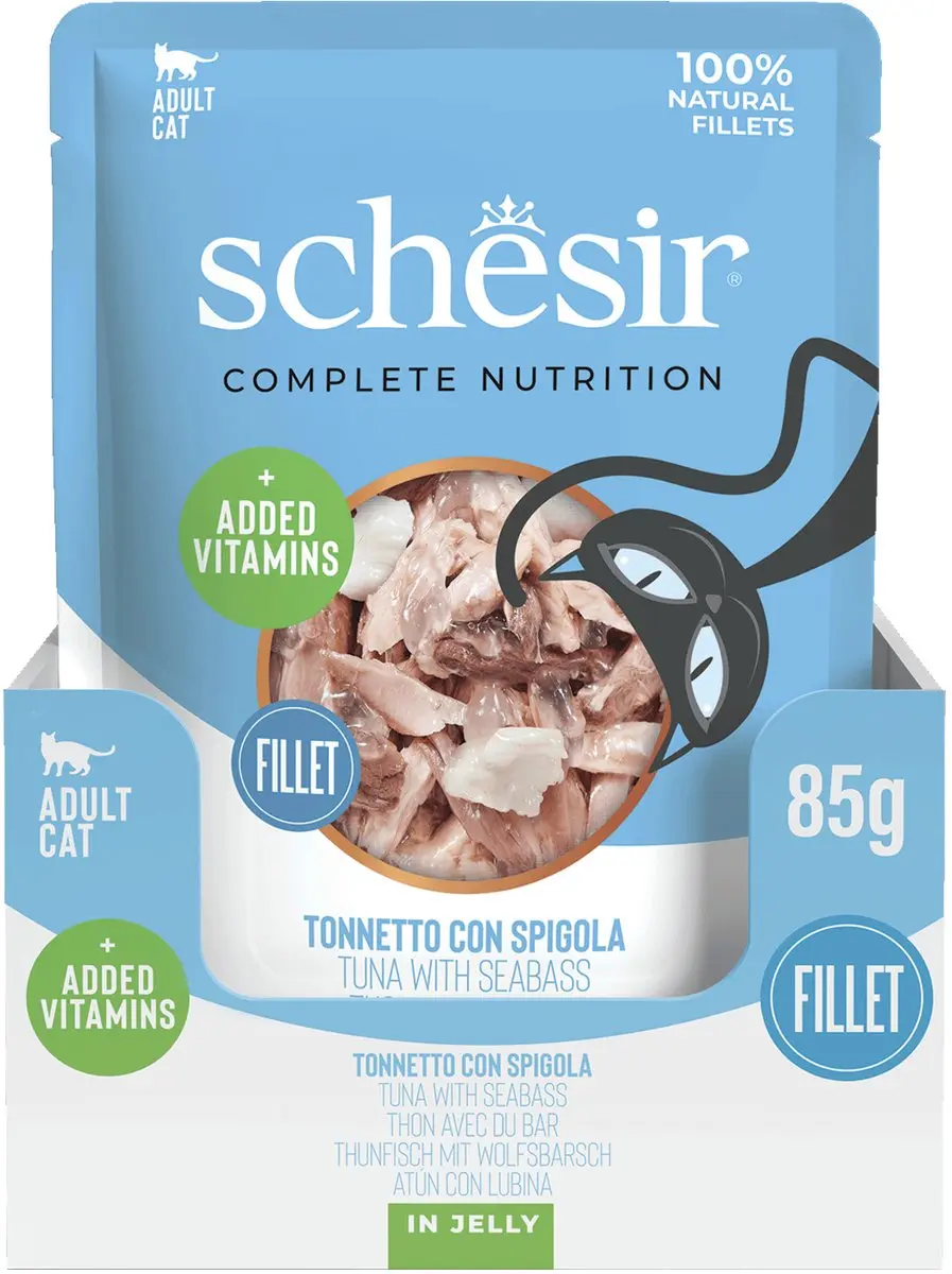 Schesir Volwassen Kat Voer Tonijn & Zeebaars 24x85g