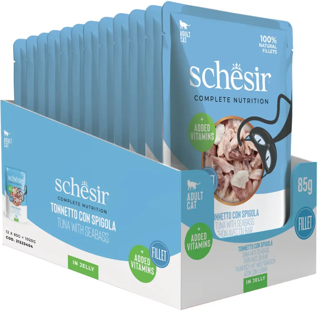 Schesir Volwassen Kat Voer Tonijn & Zeebaars 24x85g