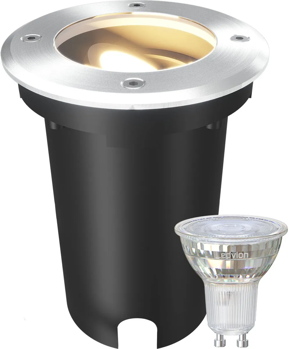 LEDVION LED Grondspot 3W 2700K - IP67 Zwart