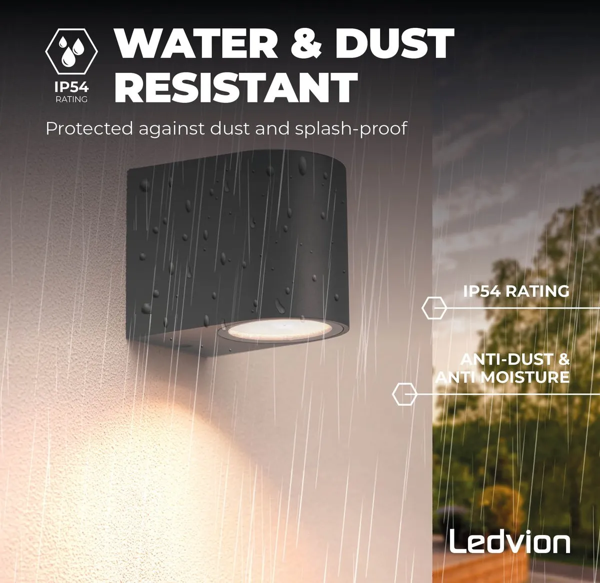 LEDVION Wandlamp Dimbaar 2x0.5W 2700K IP54 Antraciet