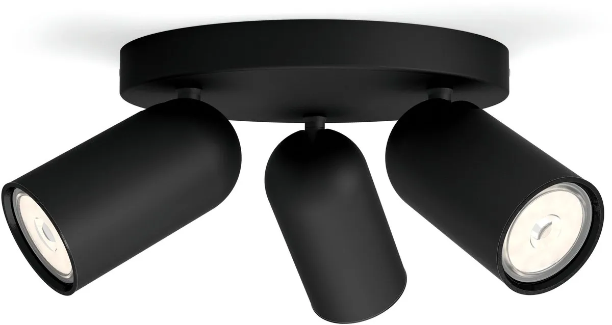 Philips Pongee Opbouwspot 3-lichts - Zwart