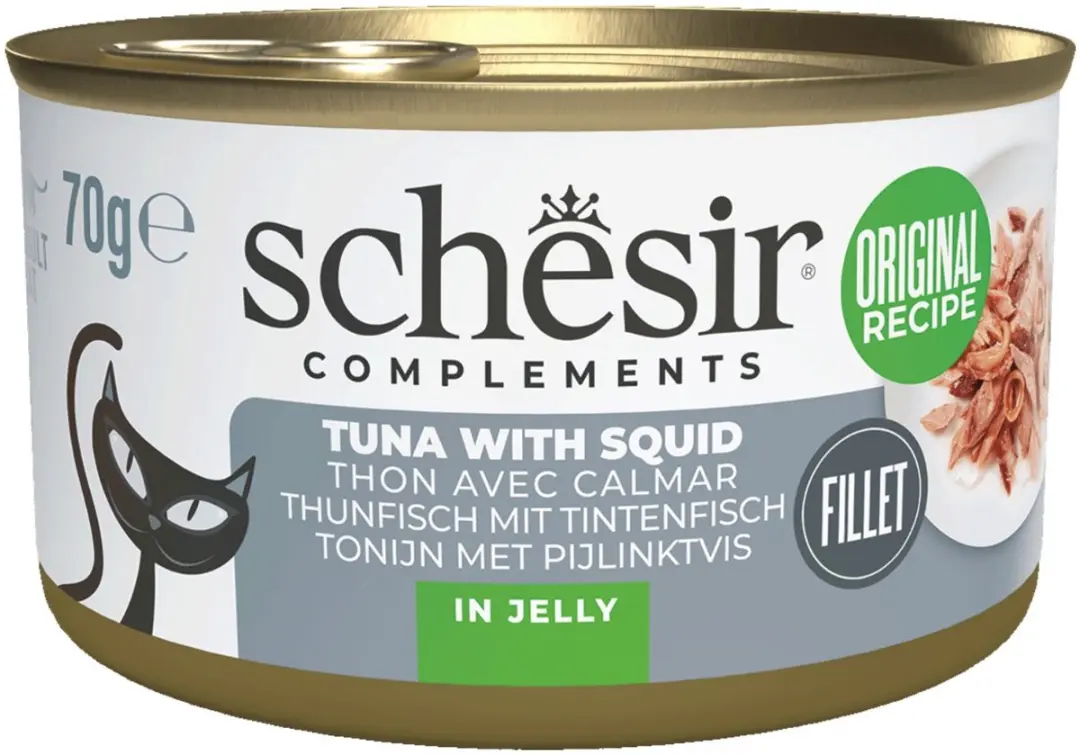 Schesir Blik Gelei Kattenvoer Tonijn Inktvis 70g