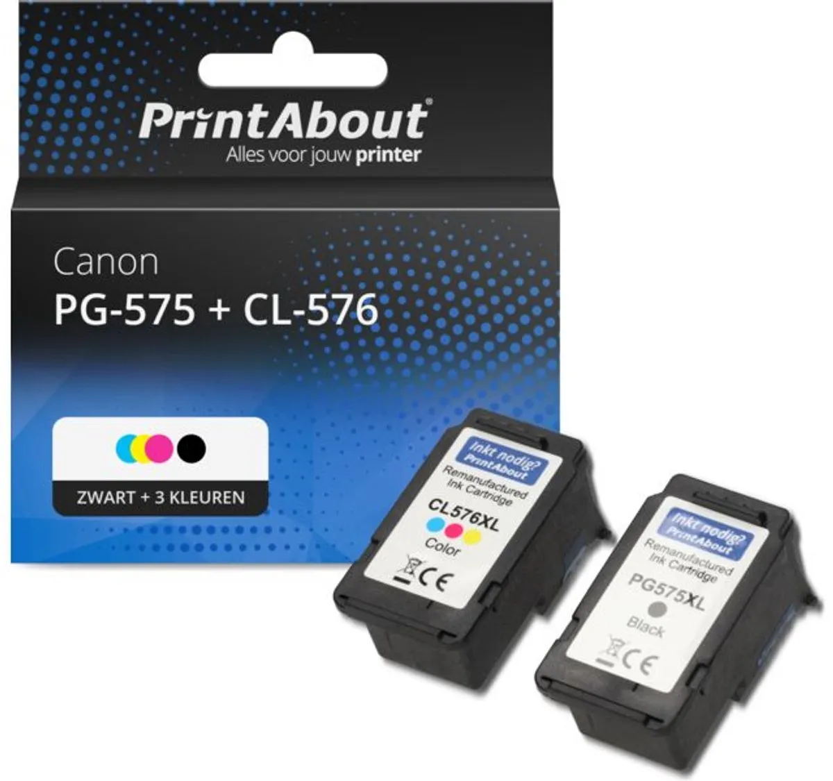 PrintAbout PG-575 + CL-576 Inktcartridge - Zwart + 3 Kleuren - 20 Stuks