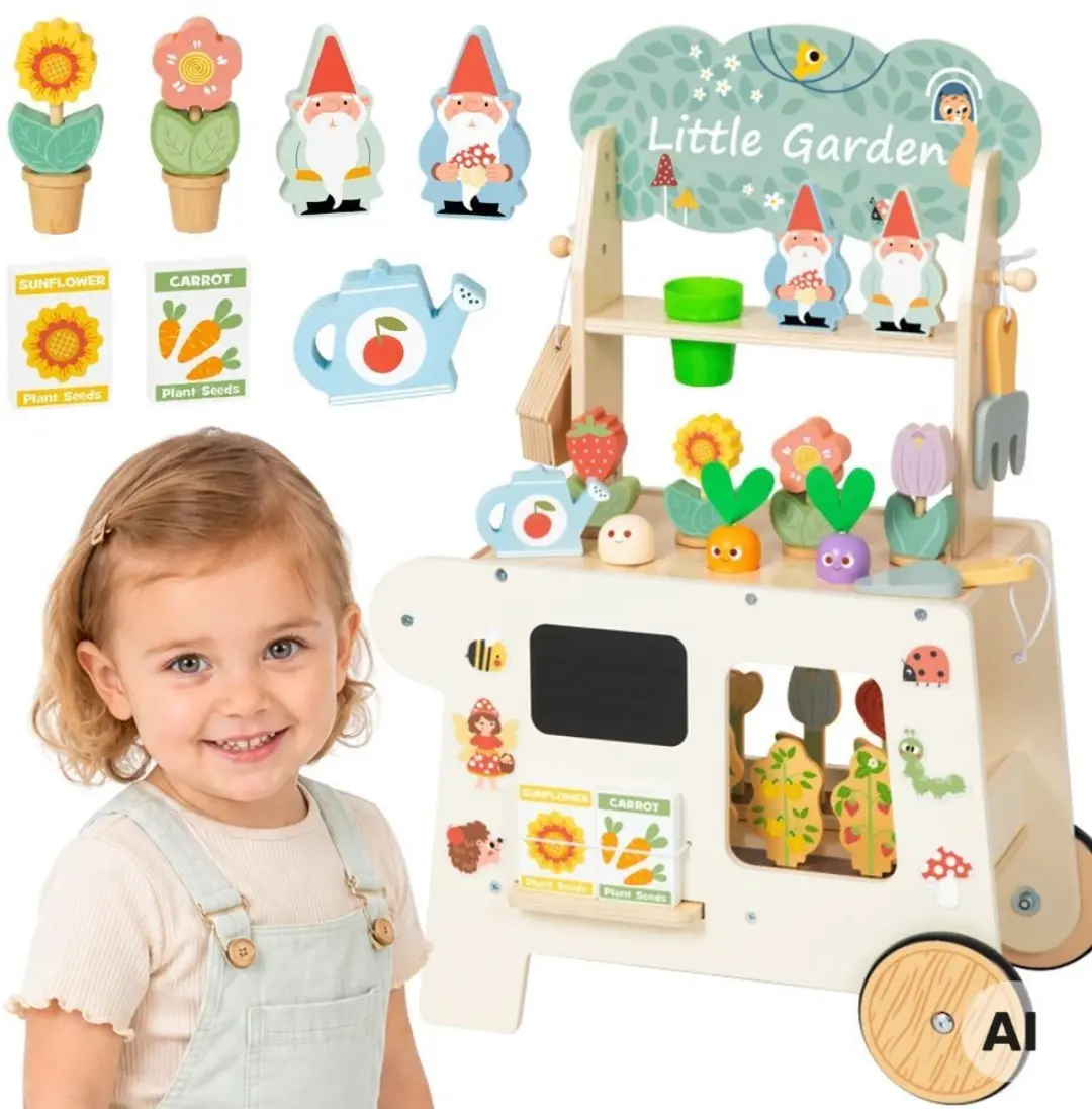 Tooky Toy Montessori Houten Tuinwagen 53 delig